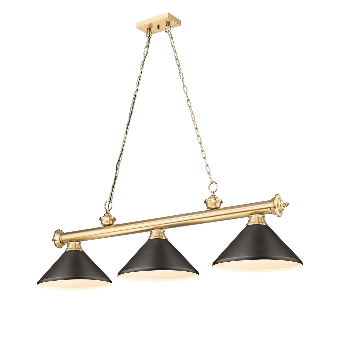 2306-3HBR-MBRZ – Cordon 3 Light 58″ Billiard – Heritage Brass