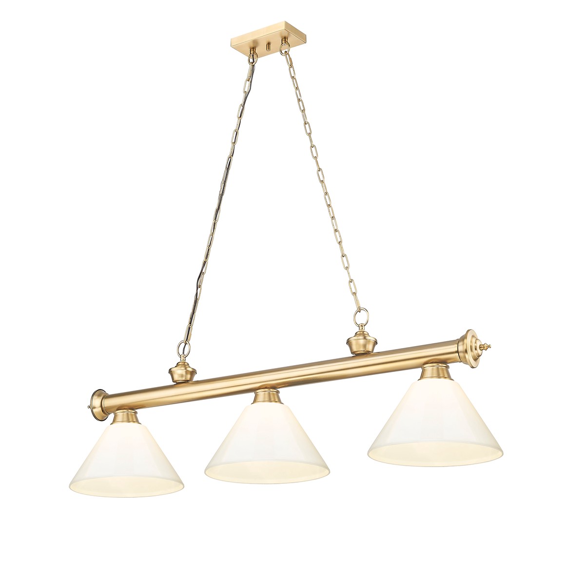 2306-3HBR-PWH – Cordon 3 Light 57″ Billiard – Heritage Brass