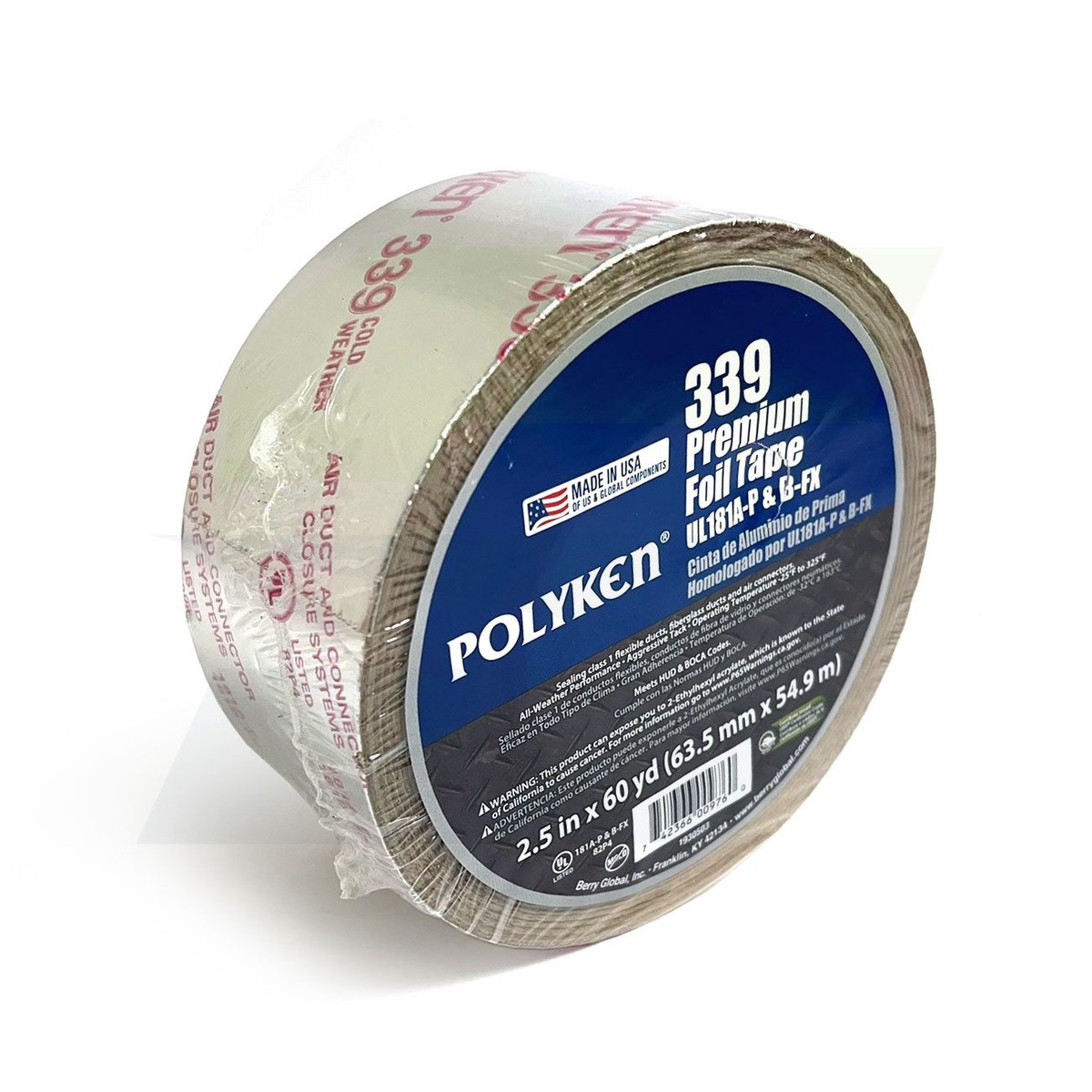 Polyken 339 Premium Foil Tape  UL 181A-P & 181B-FX Listed – 2.5 in x 60 yd