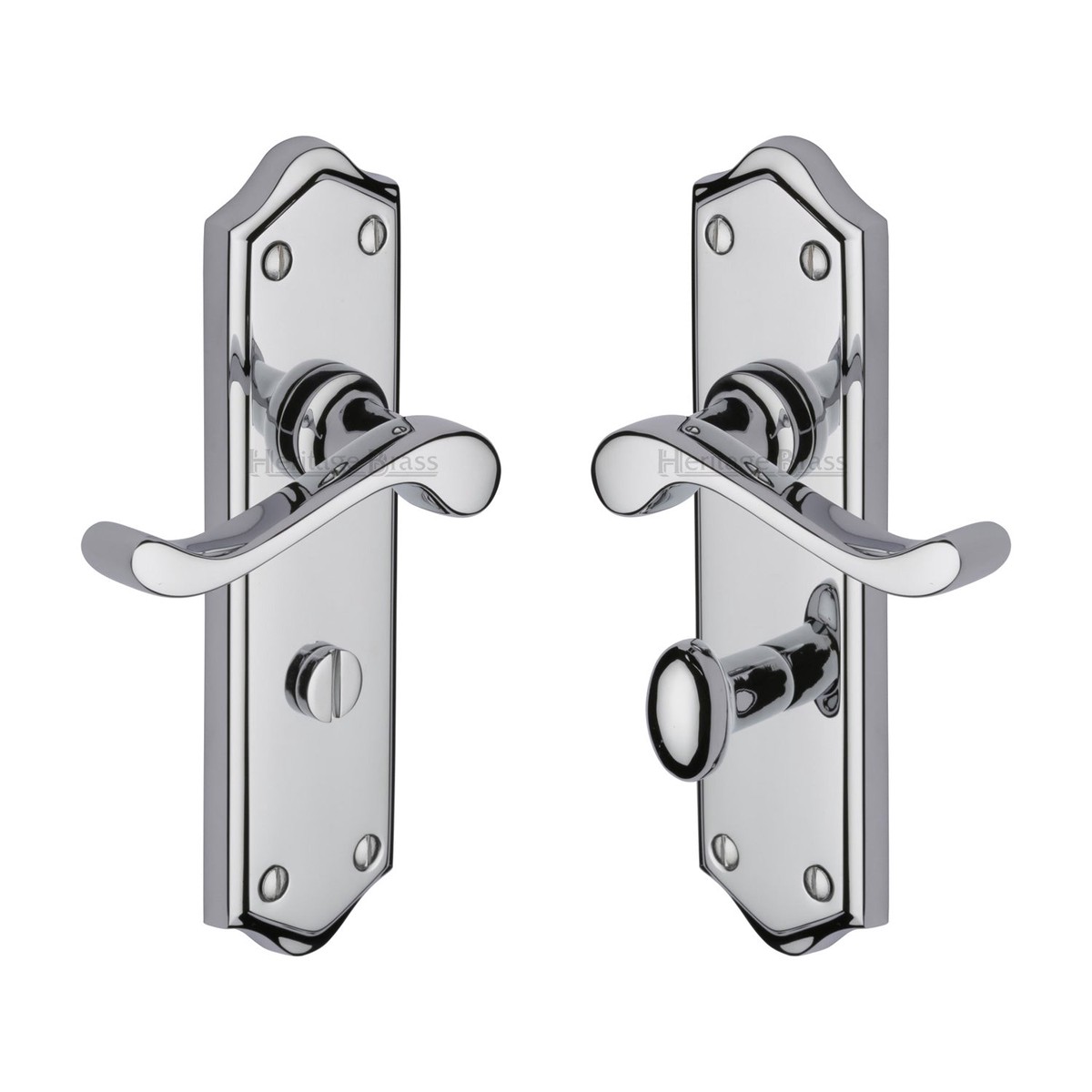 Heritage Brass Door Handle for Bathroom Buckingham Design Polished Chrome Finish