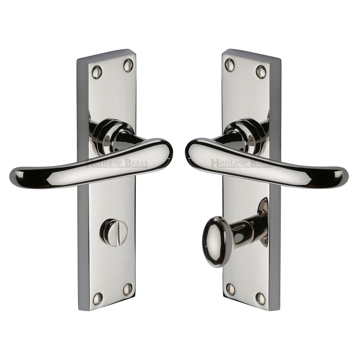 Heritage Brass Door Handle for Bathroom Windsor Design Polished Nickel Finish