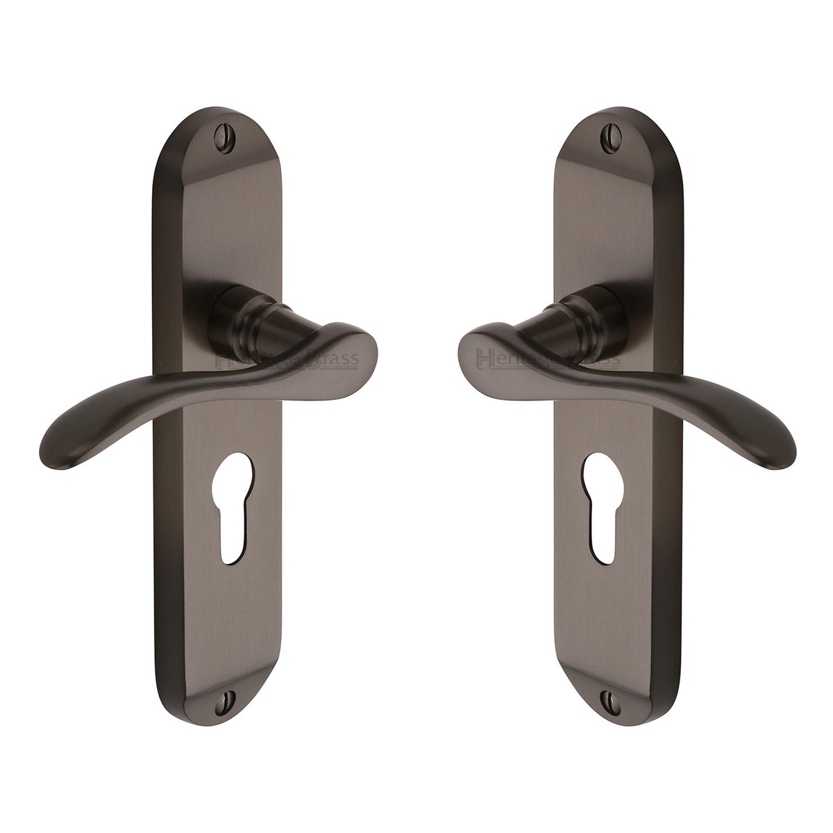 Heritage Brass Door Handle for Euro Profile Plate Maya Design Matt Bronze Finish