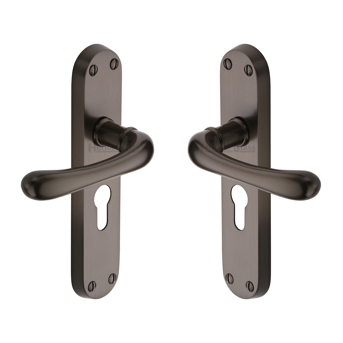 Heritage Brass Door Handle for Euro Profile Plate Luna Design Matt Bronze Finish