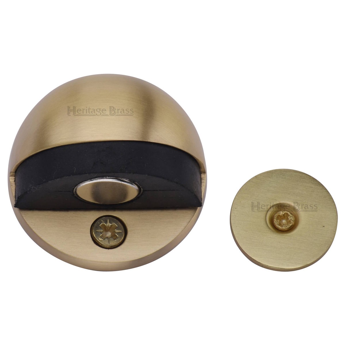 Heritage Brass Round Shielded Floor Mounted Magnetic Door Stop Satin Brass Finish