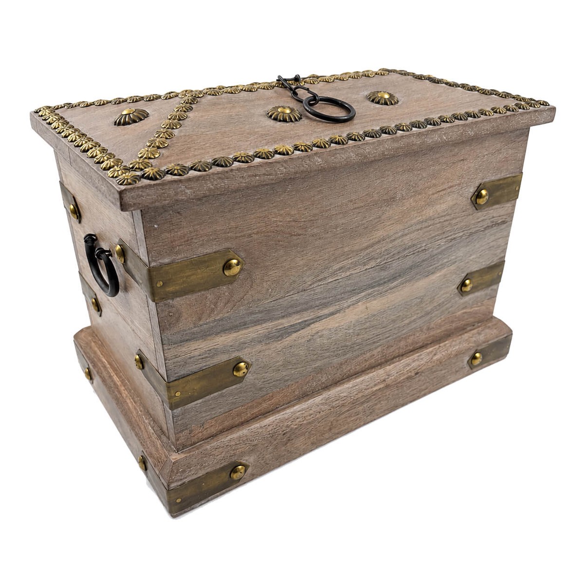 Character House Decorative Vintage Keepsake Box – 310 x 200 x 230mm – Light Timber & Brass